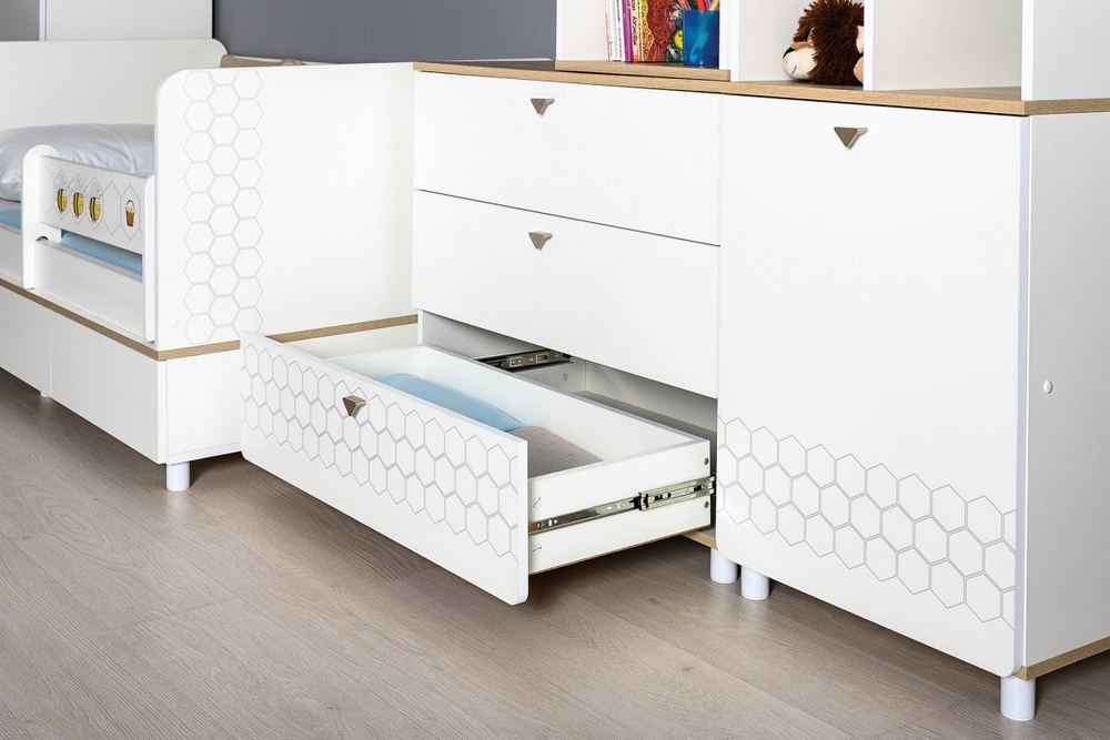 Эйп Комод 13.322 (Белый PE шагрень, Дуб Белый exclusive OW D4430)