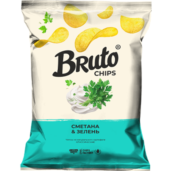 Чипсы BRUTO FLAVOR сметана зелень 120гр (18шт)