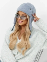 Шапка ушанка зимняя вязаная на флисе