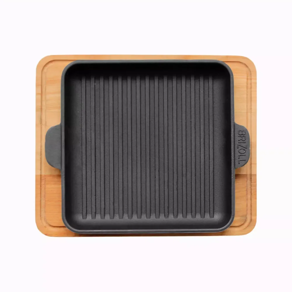 H181825G-D Сковорода чугунная квадратная гриль с подставкой ТМ "BRIZOLL" 180х180х25 мм "HoReCa"