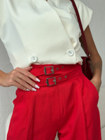 Брюки палаццо изо льна со стрелками