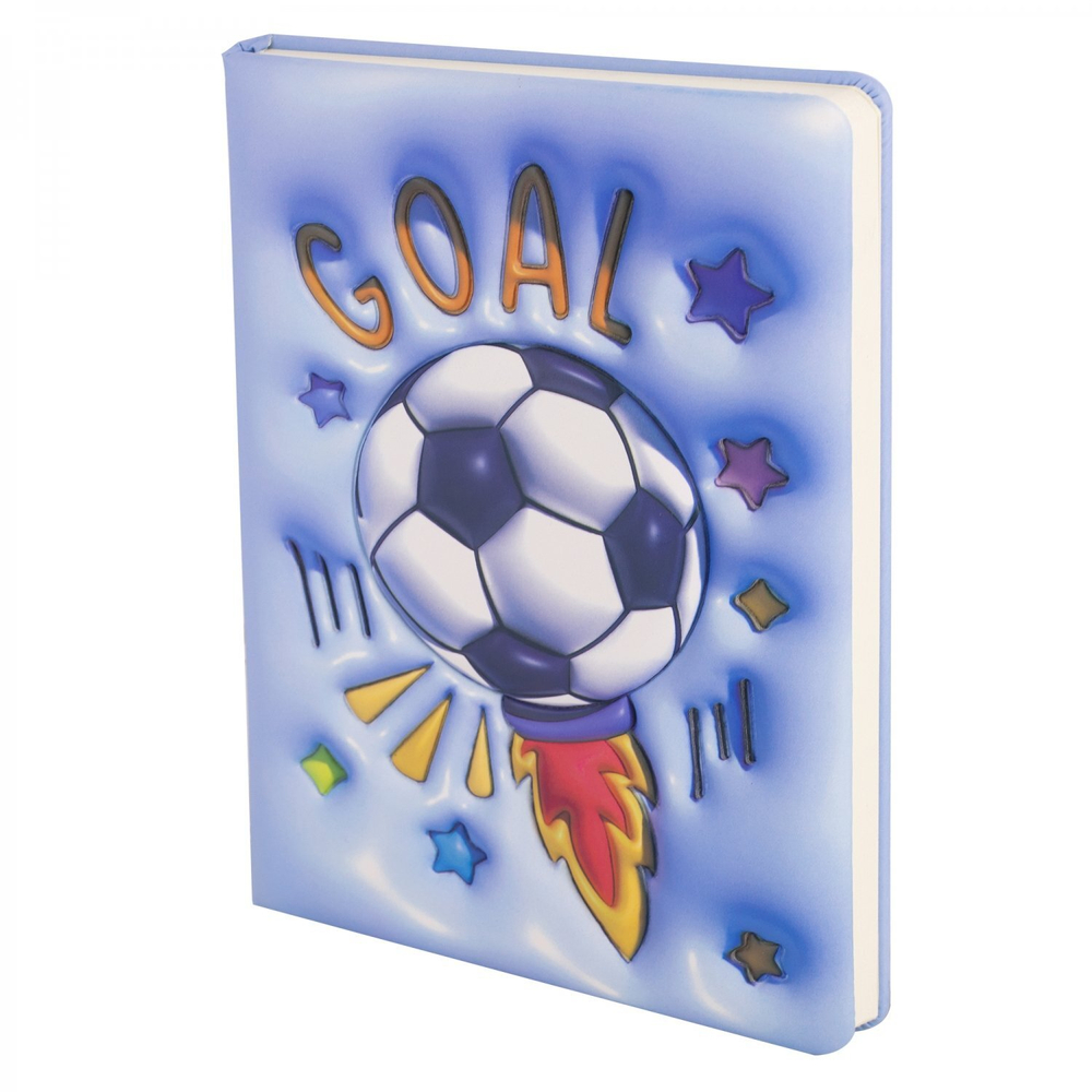 Записная книжка 14,0 см * 21,0 см , 7БЦ, Alingar, PU, поролон, конгрев, эффект 3D, 80л., линия, "Футбол", сиреневый
