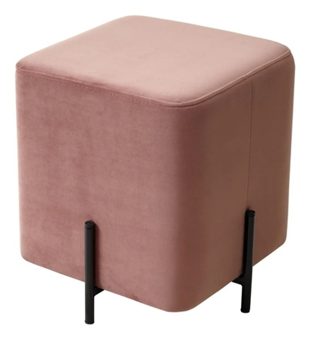 Пуф для гостиной ФЕЛИКС квадратный розовый #15, велюр / черный каркас М-City