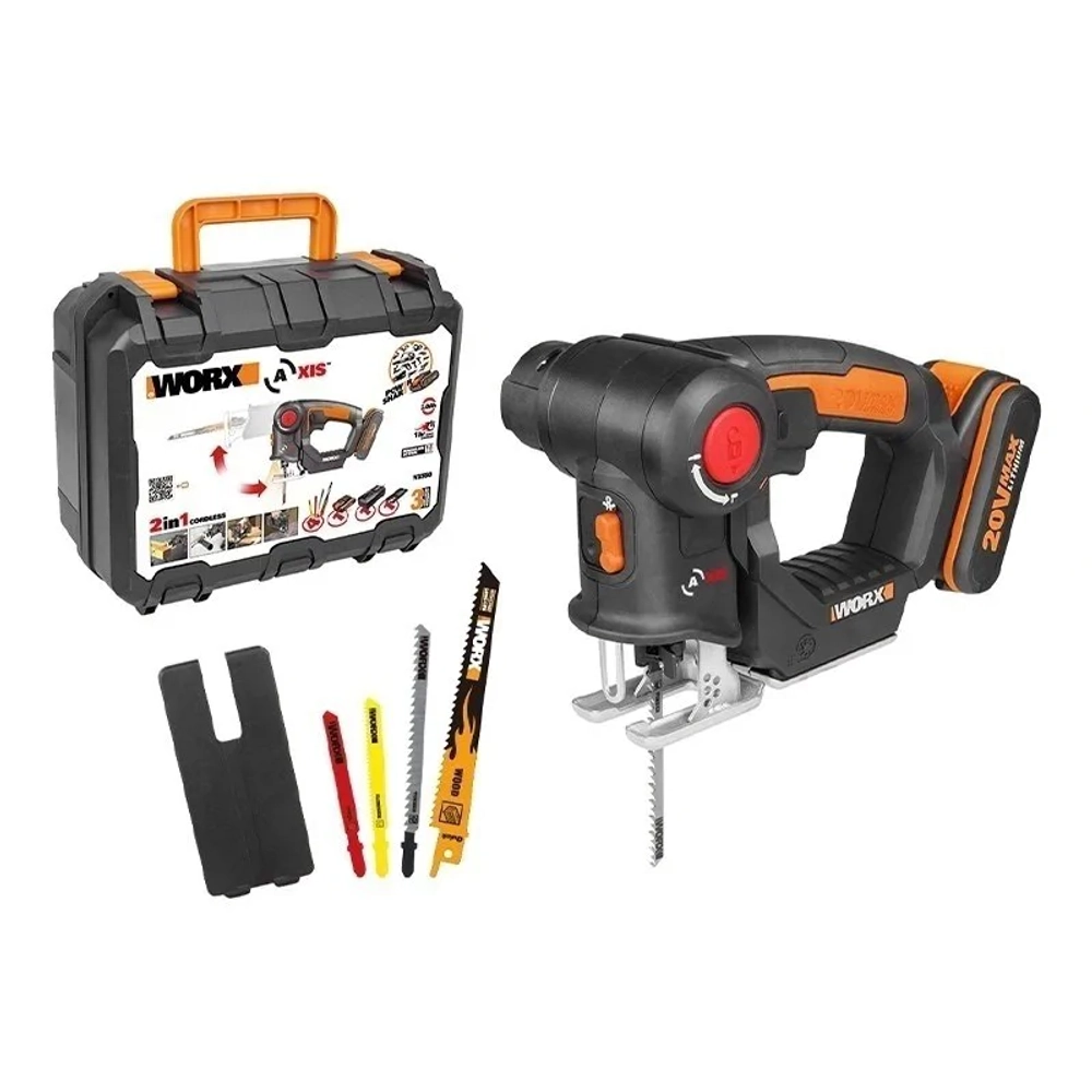 WORX WX550.1 аккумуляторный лобзик (2 x 2 Ач, ЗУ)
