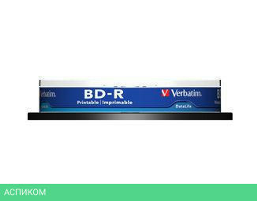 BD-R диск Verbatim 25Gb 6x Cake Box Printable Light Scribe 10шт (43804)