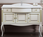 Тумба ЛАУРА 120, белый с бежевой патиной