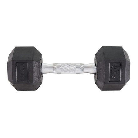 Гантель металлическая TORRES в резиновой оболочке, вес 5 кг арт.PL51905