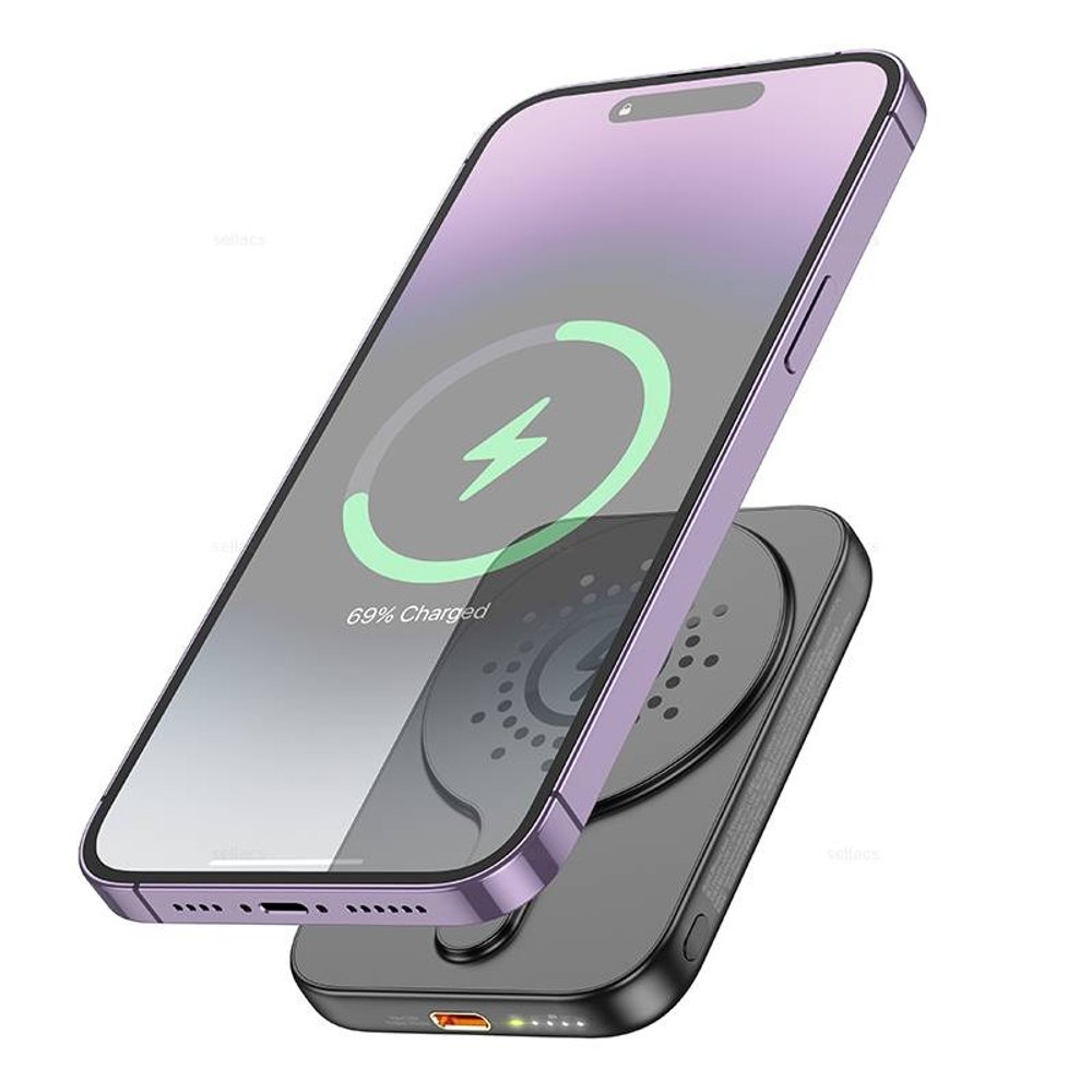 Портативный аккумулятор с MagSafe Hoco J117 5000mAh QC3.0 (black)