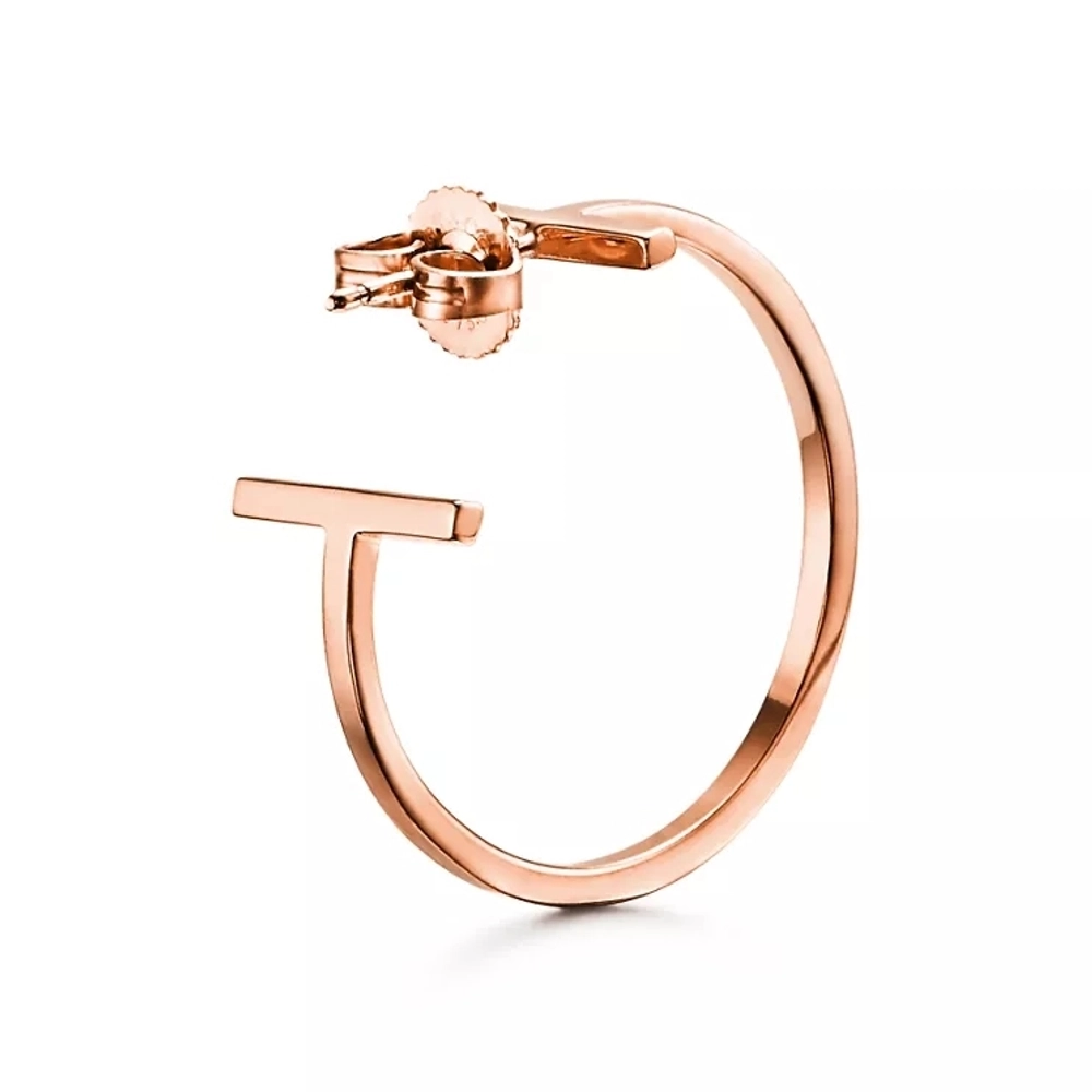 Серьги - кольца из розового золота 💠Tiffany, T Hoop