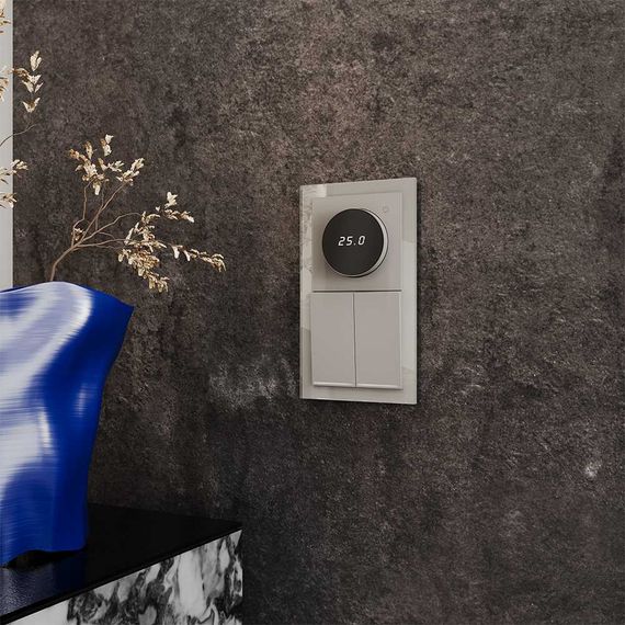 Терморегулятор электронный Voltum S70 с индикацией и датчиком, для теплого пола, (кашемир) VLS070103