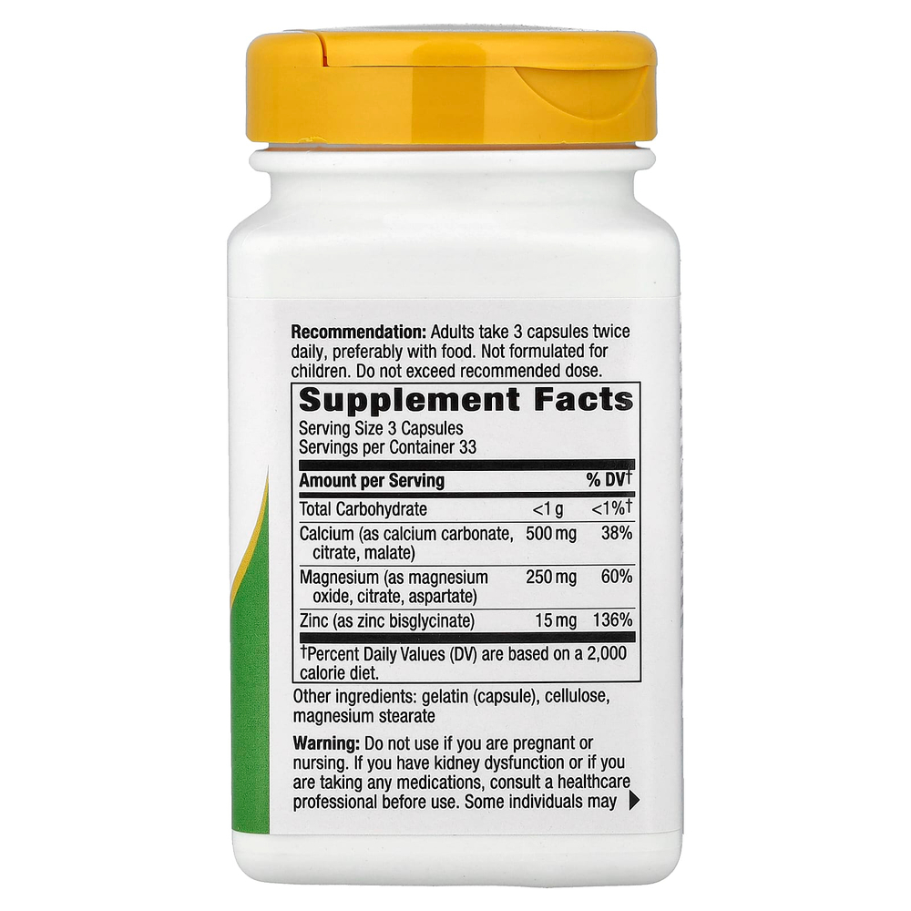 Nature's Way, комплекс с минералами кальция, магния и цинка, 765 мг, 100 капсул (255 мг в 1 капсуле)