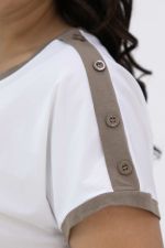 Блуза Валетта (бело-коричневая) Б13405-20М LT Collection