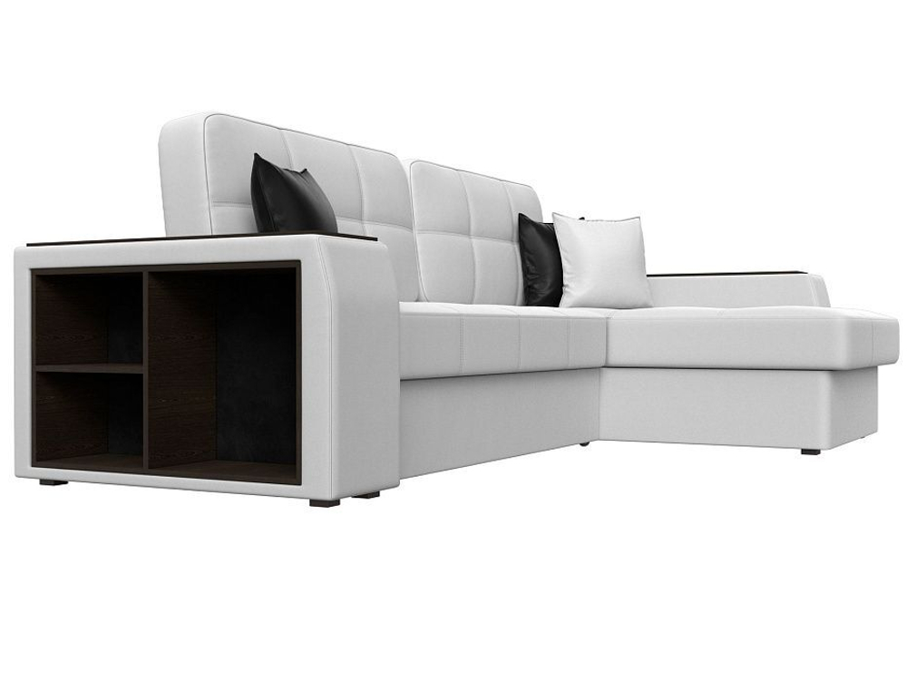 Диван угловой Брюссель правый угол, Белый\Черный, Экокожа, 29395