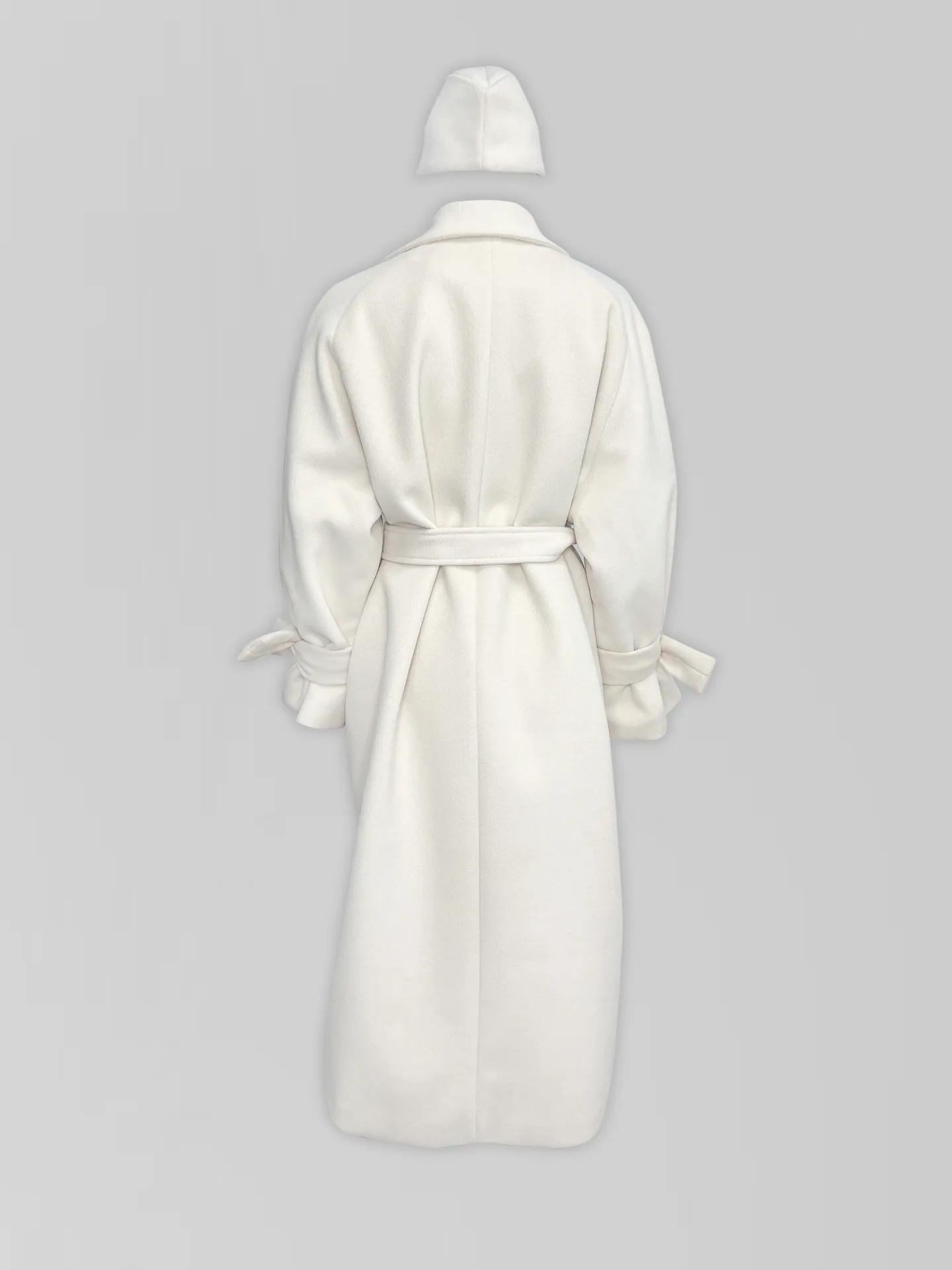 Пальто Agdali Brand длинное однотонное на две пуговицы с завязками на рукавах