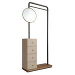 Вешалка для одежды 3281 из кожи, ореха и черной стали с зеркалом