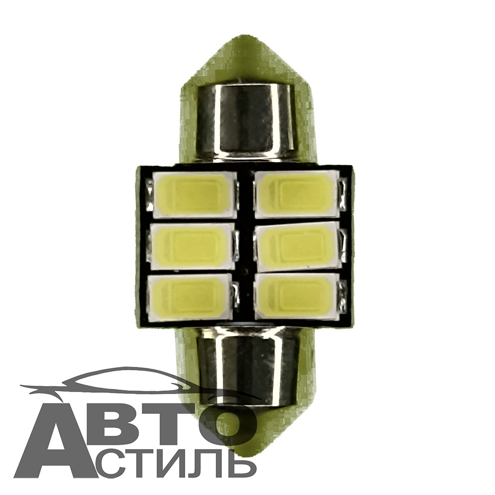 Светодиод 12V T11x31  6SMD 5630 WHITE SJ-5630-3106А (салон) с РАДИАТОРОМ