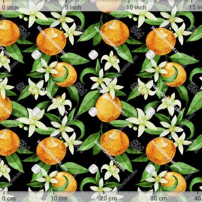 оранжевые апельсины, цветы и листья на темном фоне.  by Goncharuk Tatyana 469 DPI