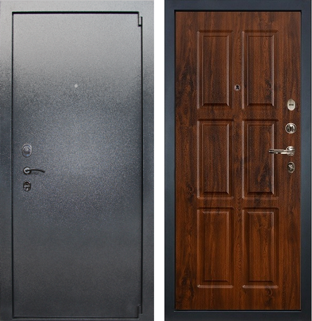 Входная металлическая дверь Лекс 3 БАРК Серый букле  №83 Винорит темный дуб