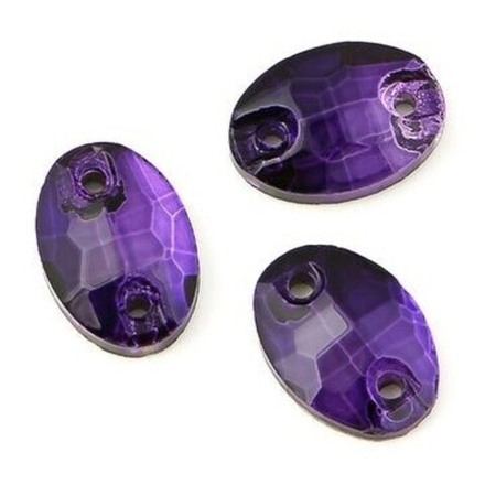 Стразы стекло 8*10мм. "Овал" фиолетовый/18