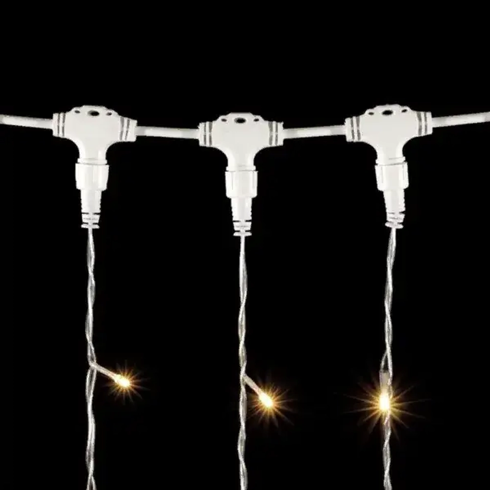 Светодиодный занавес 2*2 м., 400 теплых белых LED ламп, мерцание, прозрачный провод ПВХ, LTC (PCL402BLW-10-2WW)