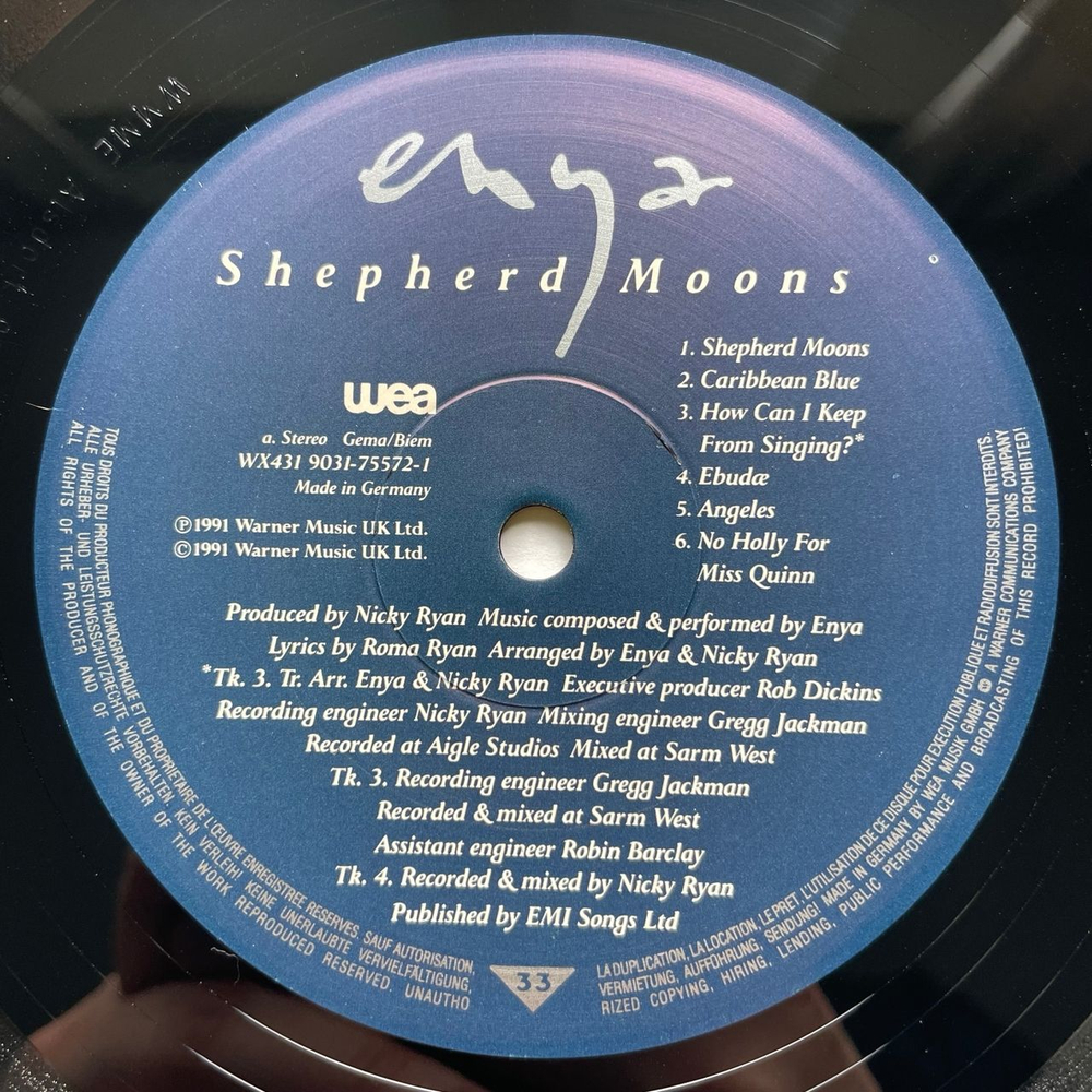 Винтажная виниловая пластинка LP Enya Shepherd Moons (Германия 1991)