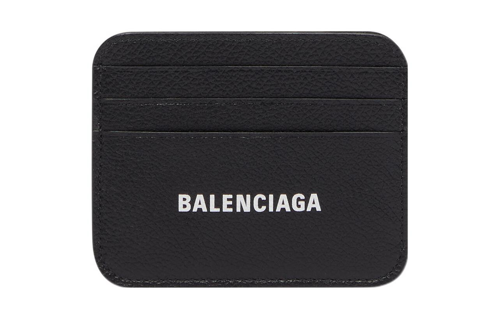 Balenciaga Grain Calfskin Card Holder Men"s Black