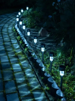 Светильники уличные на солнечной батарее ALPY 12 шт., фонарики садовые холодный свет