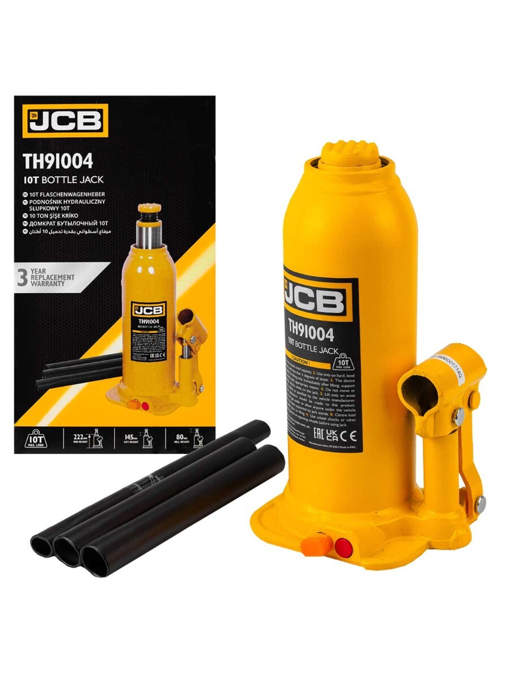 Домкрат бутылочный 10т с клапаном JCB JCB-TH91004