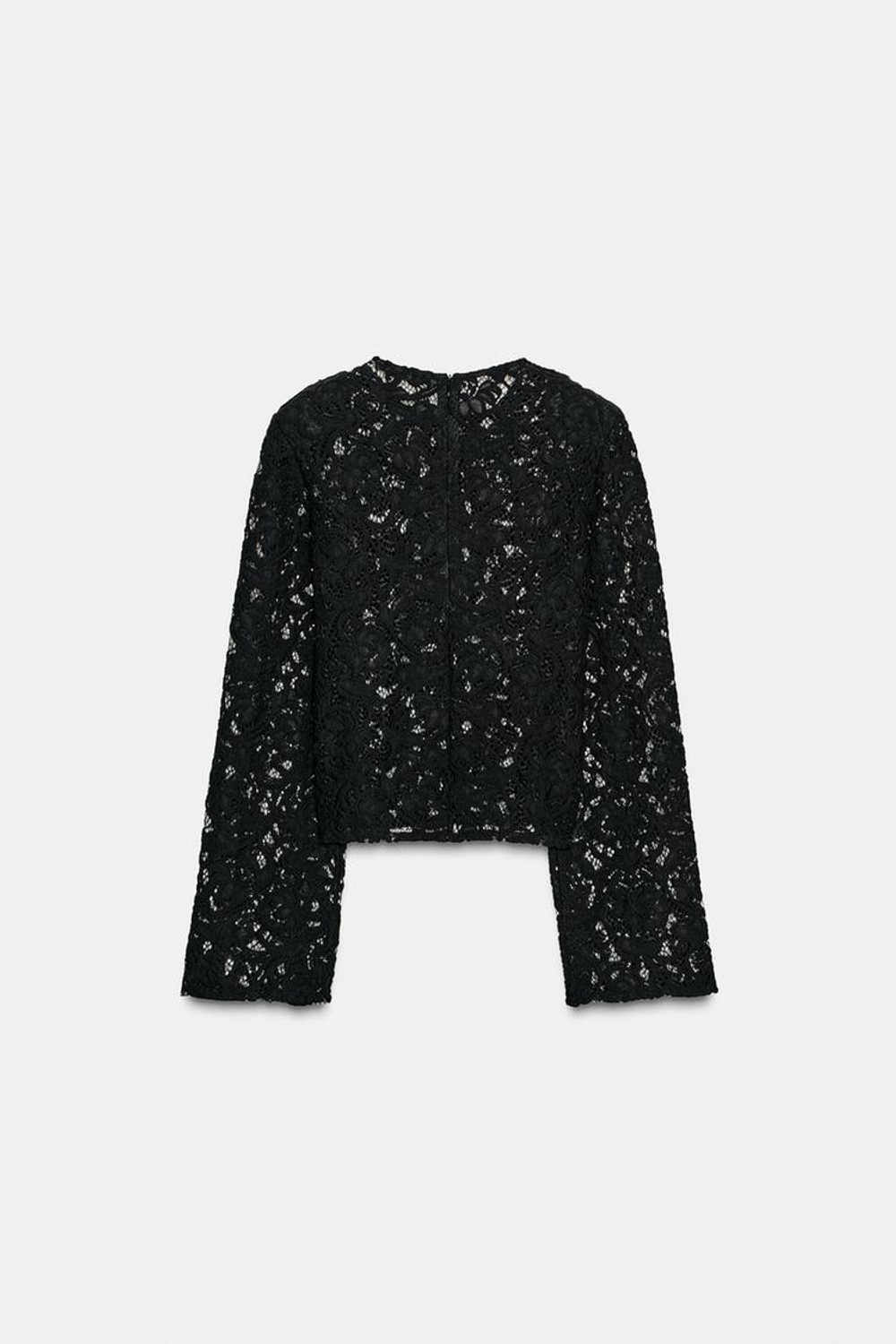 ZARA КРУЖЕВНОЙ ТОП С ПОДПЛЕЧНИКАМИ, ЧЕРНЫЙ