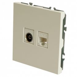 ТВ-розетка и розетка Ethernet RJ-45 без рамки Stekker Эмили 49872