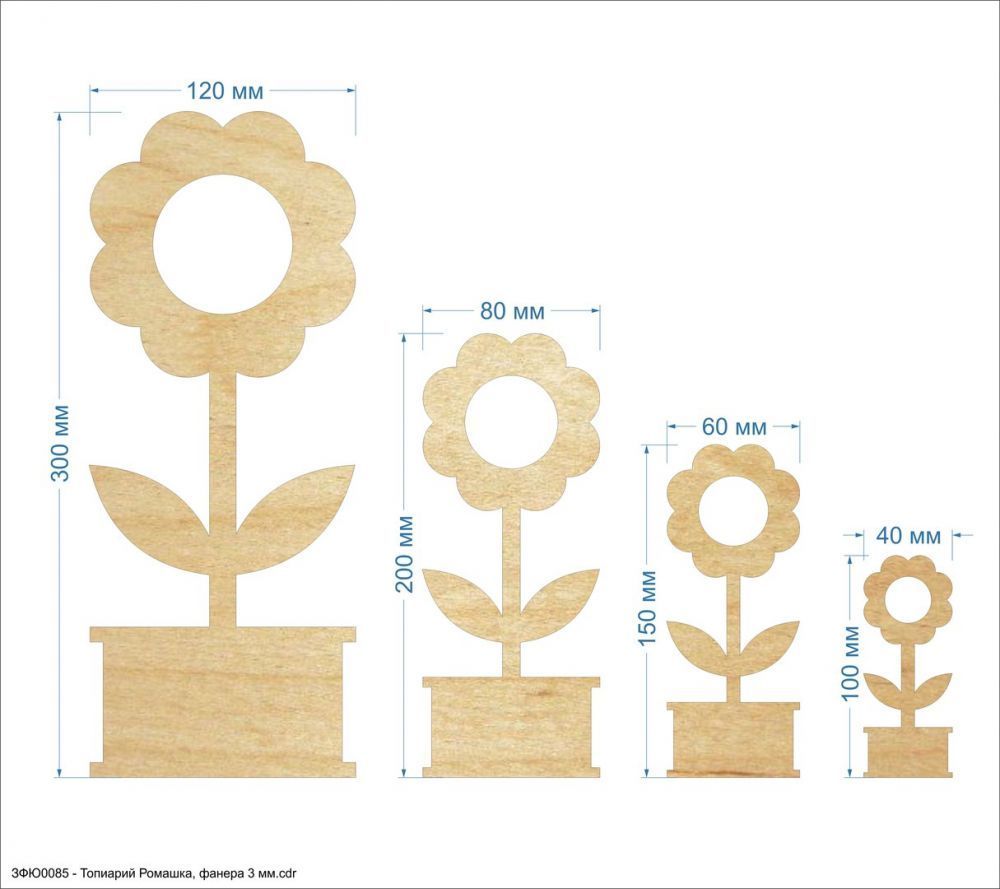 `Топиарий &#39;&#39;Ромашка&#39;&#39; , фанера 3 мм