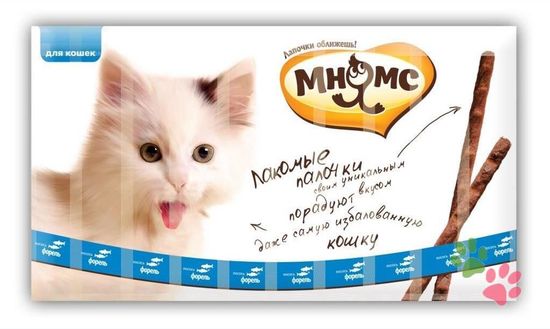 Мнямс лакомство для кошек палочки со вкусом лосося и форели 5 гр ШТУЧНО