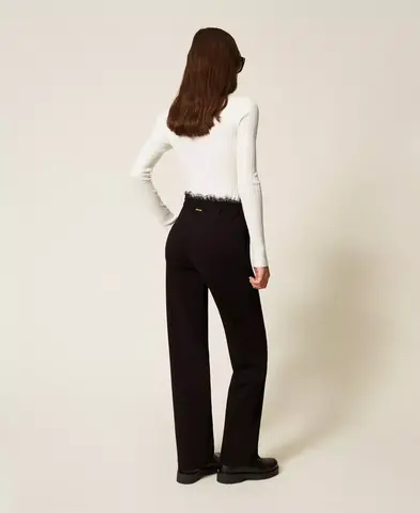 TWINSET Брюки прямые с круженым поясом