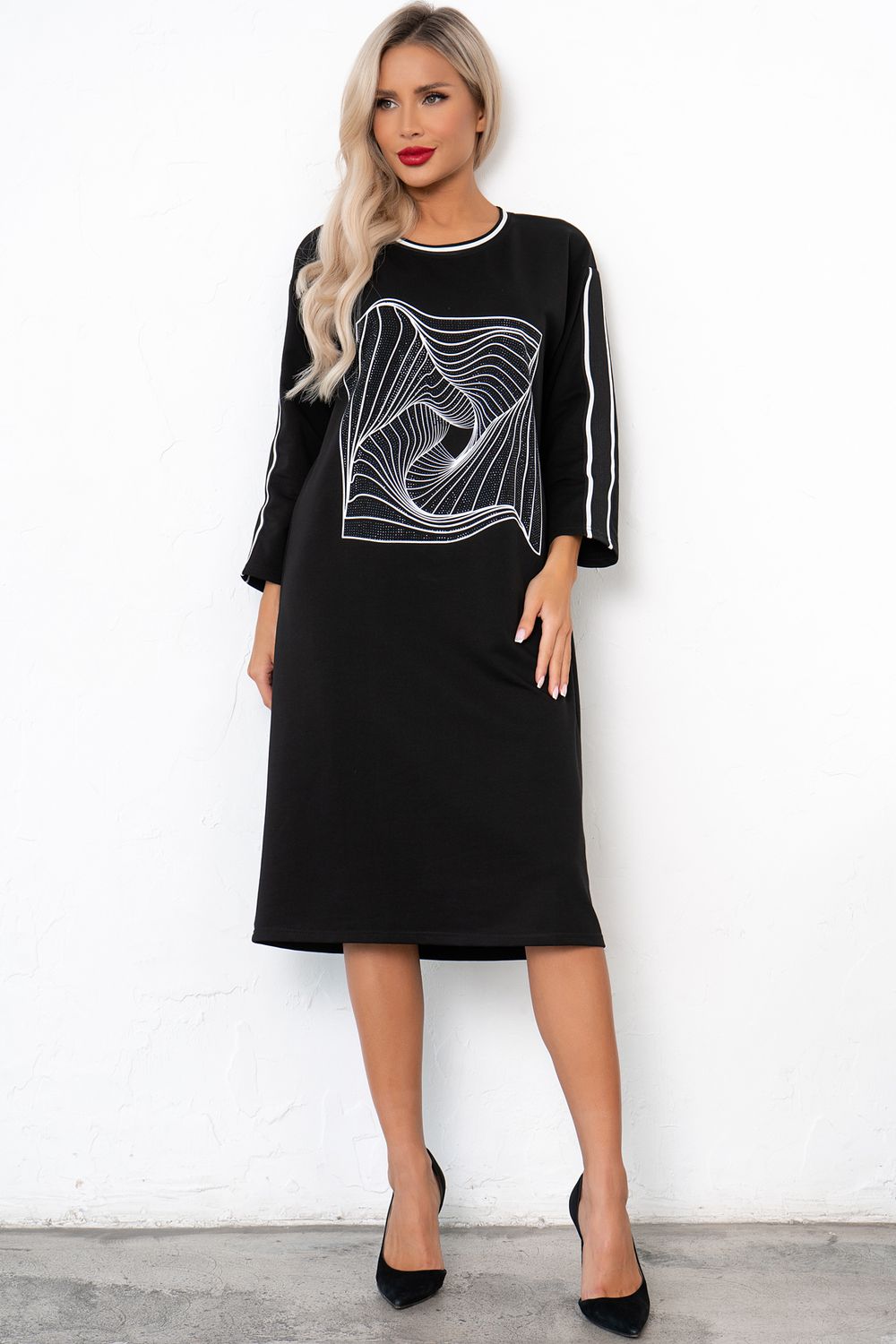 Платье в стиле Спорт-шик (черный)-46р-р Р11-1228 Nikol