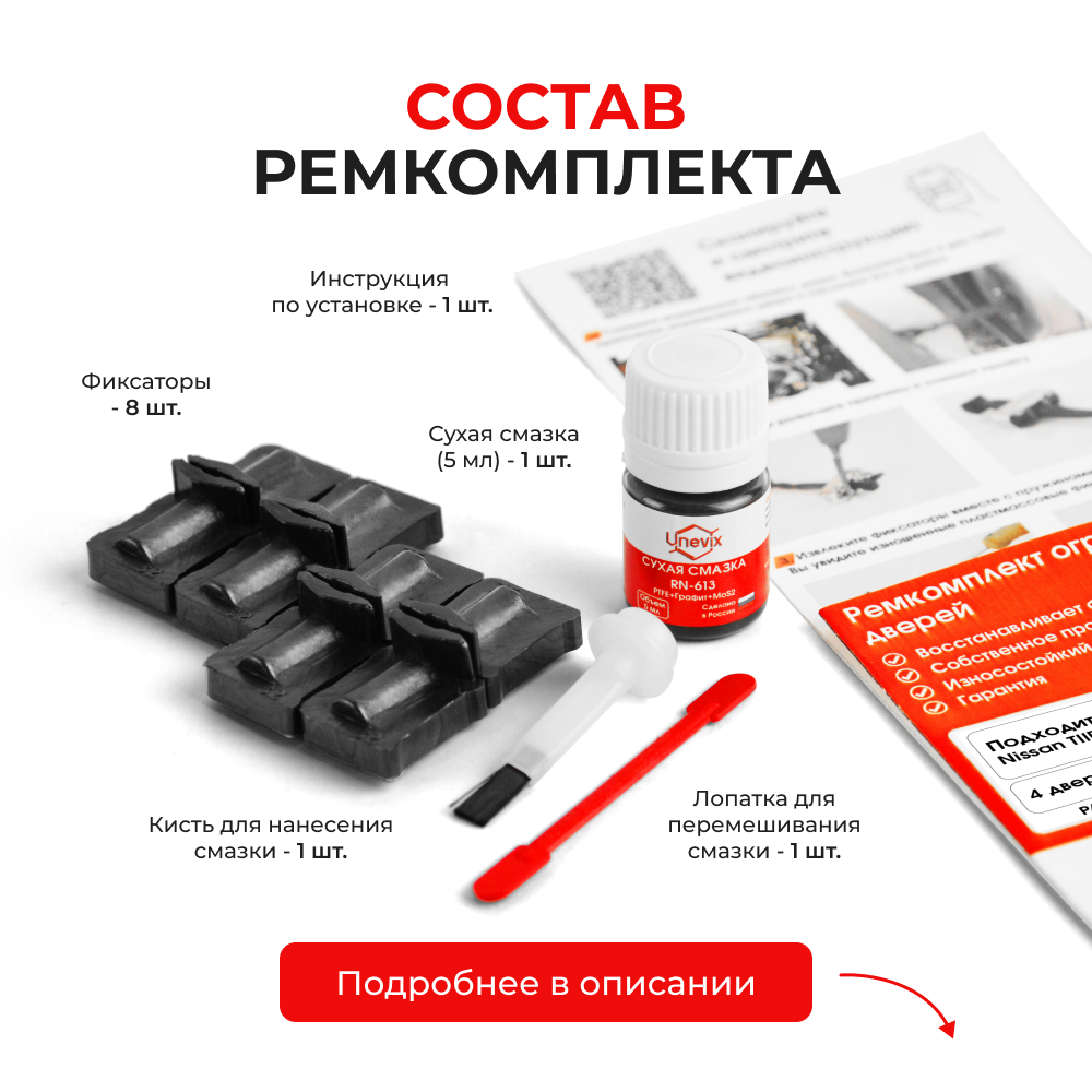 Ремкомплект ограничителей дверей Nissan TIIDA (I) C11 (4 двери, тип 32) 2004-2014