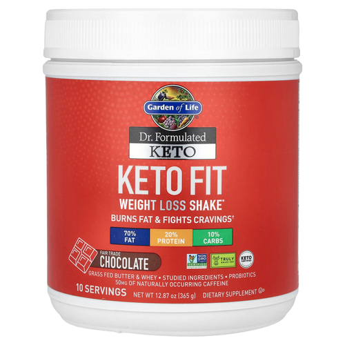 Garden of Life, Dr. Formulated, Keto Fit, коктейль для похудения, шоколад, 365 г (12,87 унции)