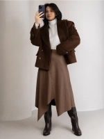 Юбка кожаная трапеция миди