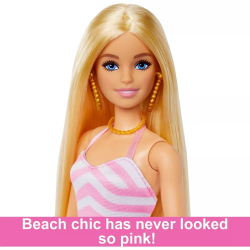 Кукла Barbie в купальнике с пляжными аксессуарами
