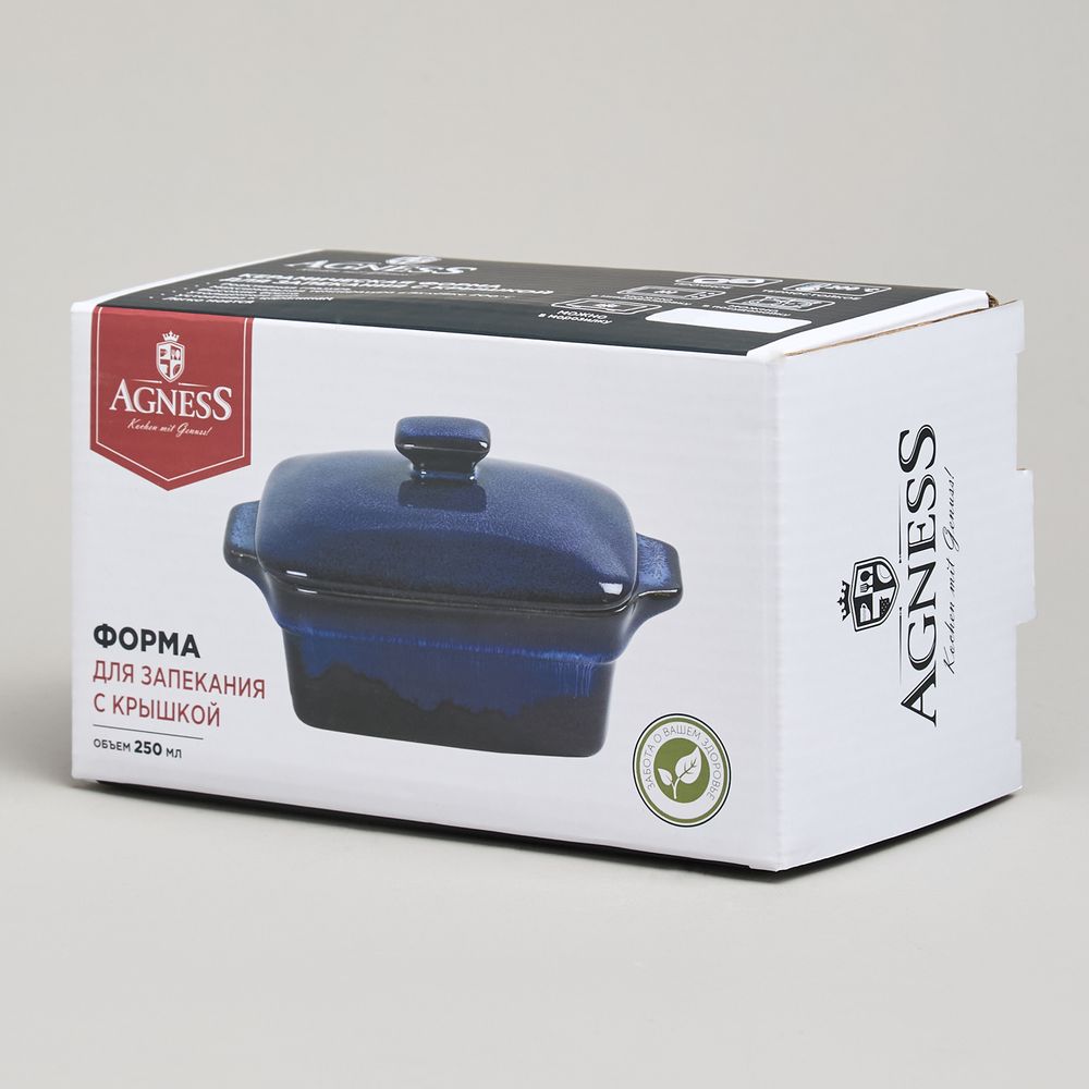 ФОРМА ДЛЯ ЗАПЕКАНИЯ С КРЫШКОЙ / МАСЛЕНКА REACTIVE BLUE 16,5*10*5/9 СМ 250 МЛ