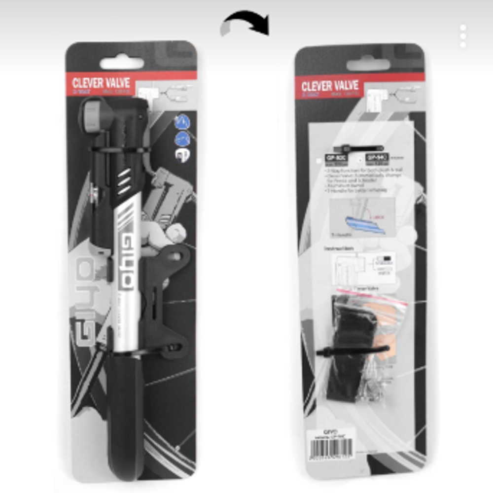 Насос GIYO, двойного дейст., Мax 120psi, авто/вело ниппель, алюм. корпус, МАНОМЕТР, Т-ручка, Тайвань