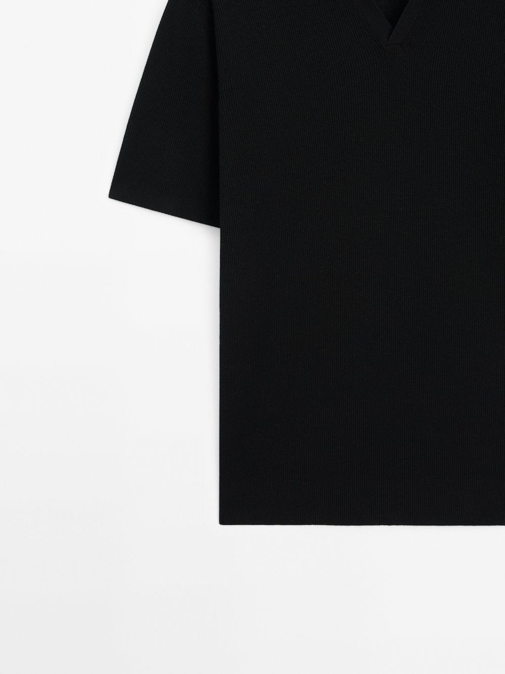 Massimo Dutti Трикотажное поло из смесового хлопка, черный