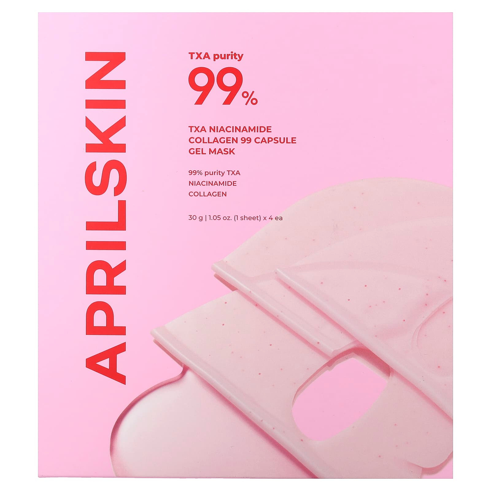 April Skin, гелевая маска для лица с никотинамид коллагеном и 99 капсулами, 4 шт. по 30 г (1,05 унции)