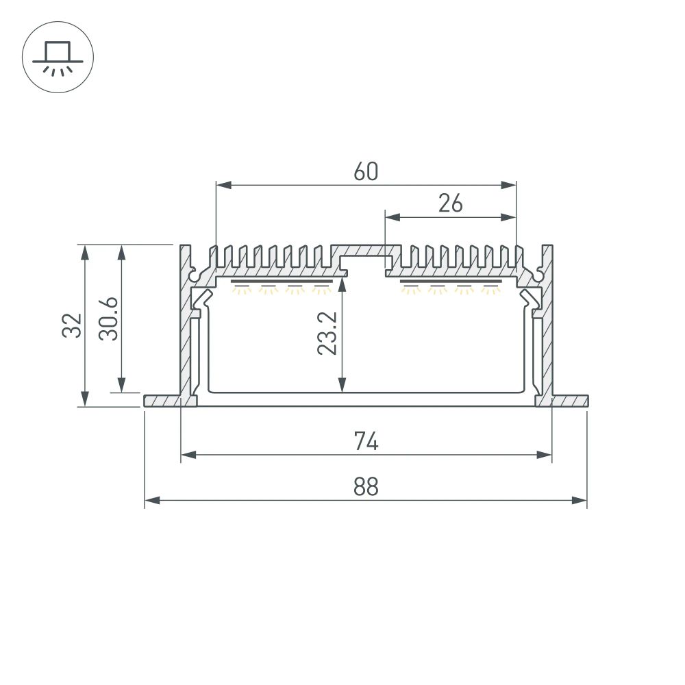Профиль SL-LINIA88-F-2000 ANOD (Arlight, Алюминий) 019315