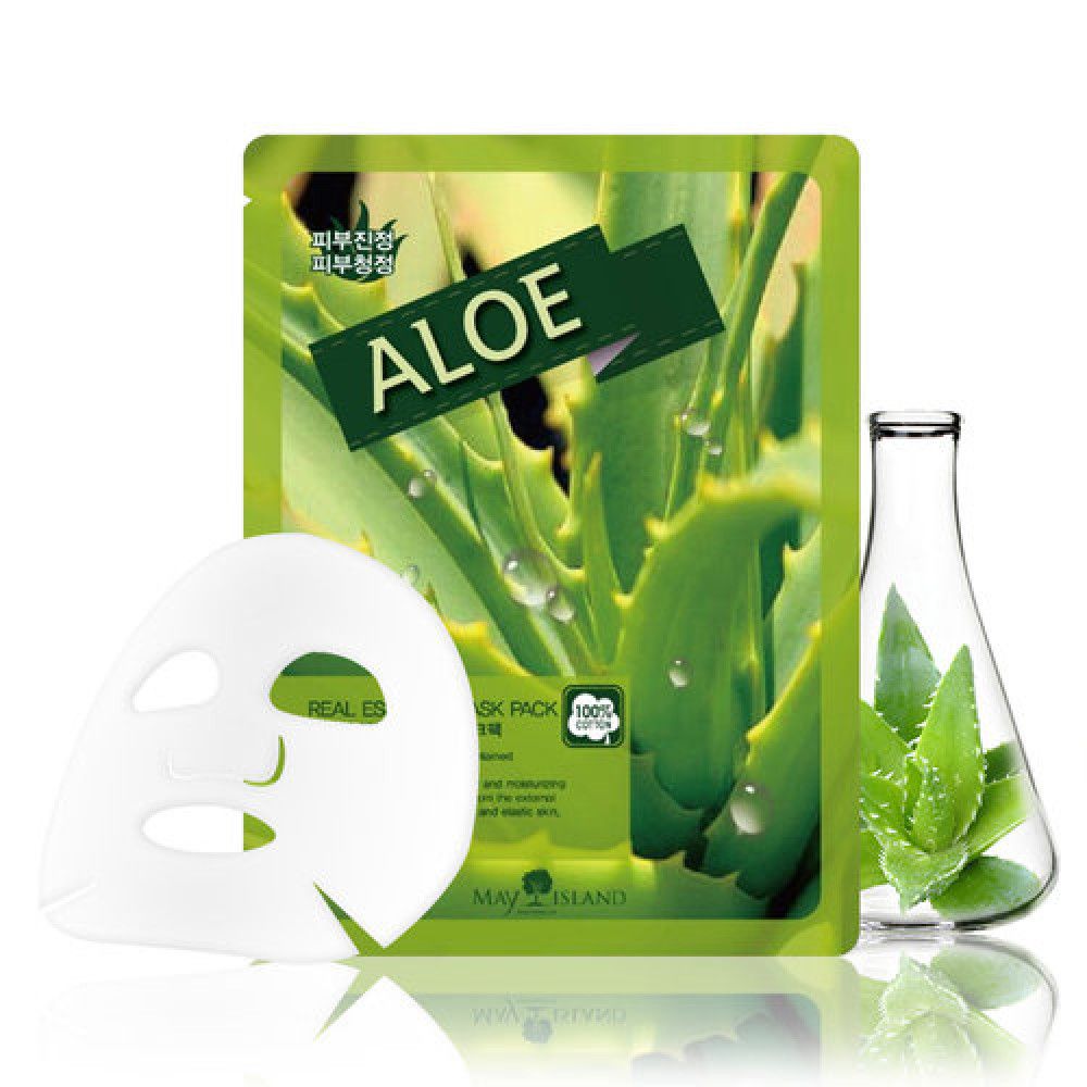 Тканевая маска для лица с алоэ MAY ISLAND Real Essense Aloe Mask Pack