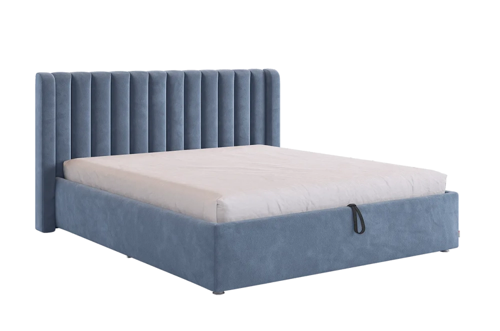 Кровать с подъемным механизмом Ева 160х200 см (галька,графит,капучино,крем,латте,мята,пудра,топаз (велюр))