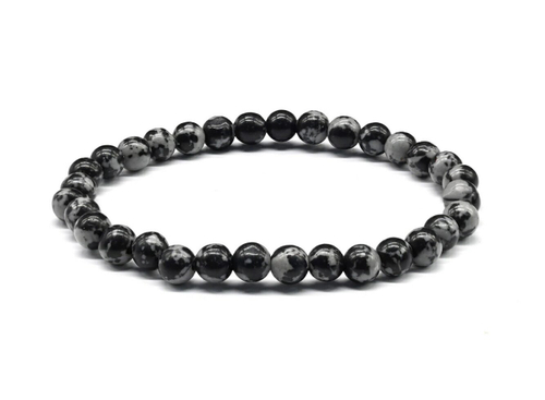 Браслет из обсидиана снежного шарик 6 мм
