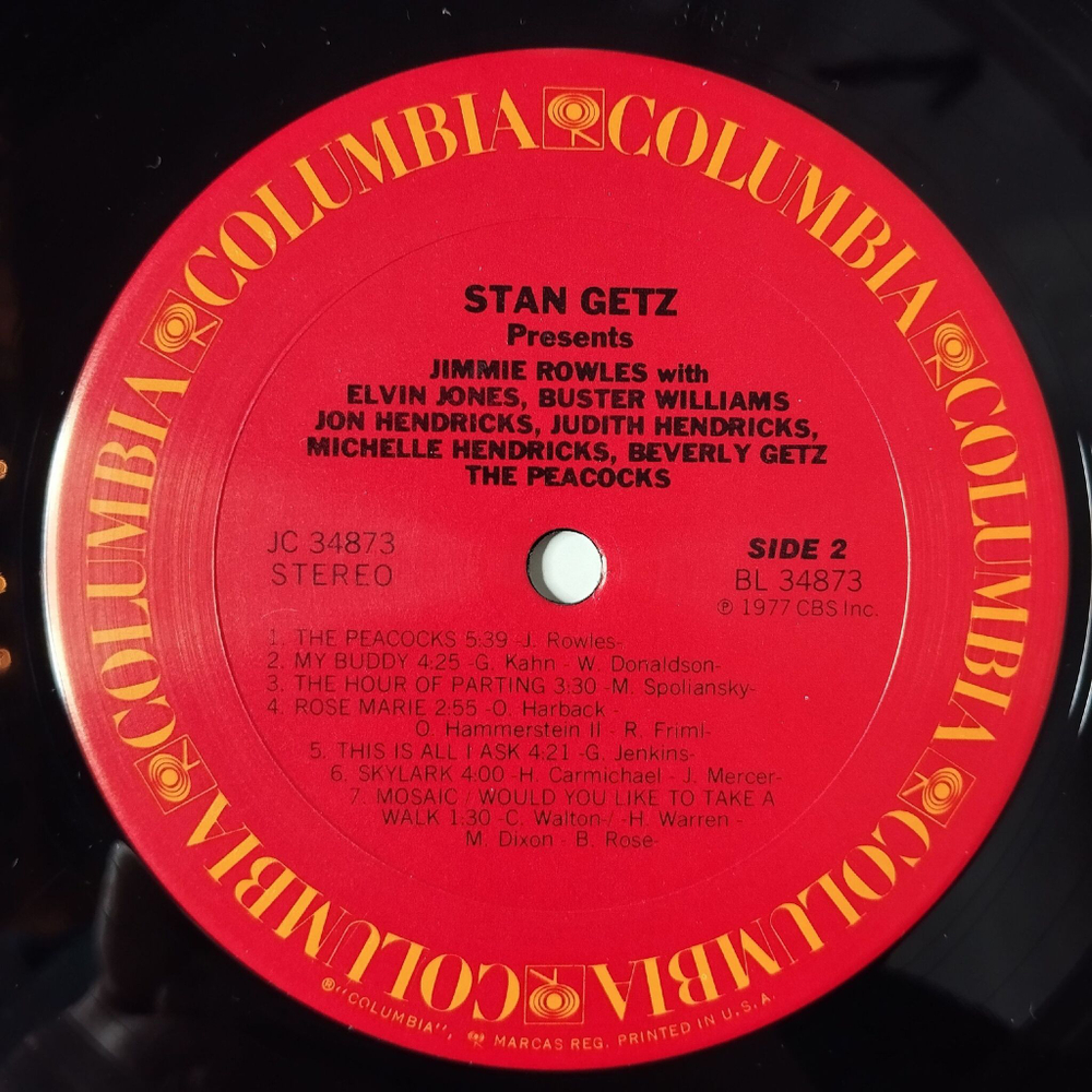 Винтажная виниловая пластинка LP Stan Getz Presents Jimmie Rowles The Peacocks (USA 1977)