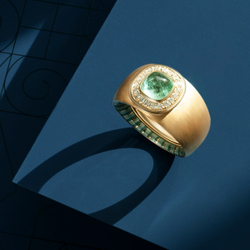 Кольцо с Турмалином и Бриллиантами, Эмаль, R0176-71/2