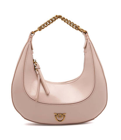 Кожаная сумка хобо brioche mini vitello shin Pinko - пудро-розовый(101433 A106)