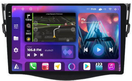 Магнитола для Toyota RAV4 3 2005-2012, Vanguard - FarCar 018-9M на Android 13, QLED+2K, TS10, CarPlay, 4G SIM-слот